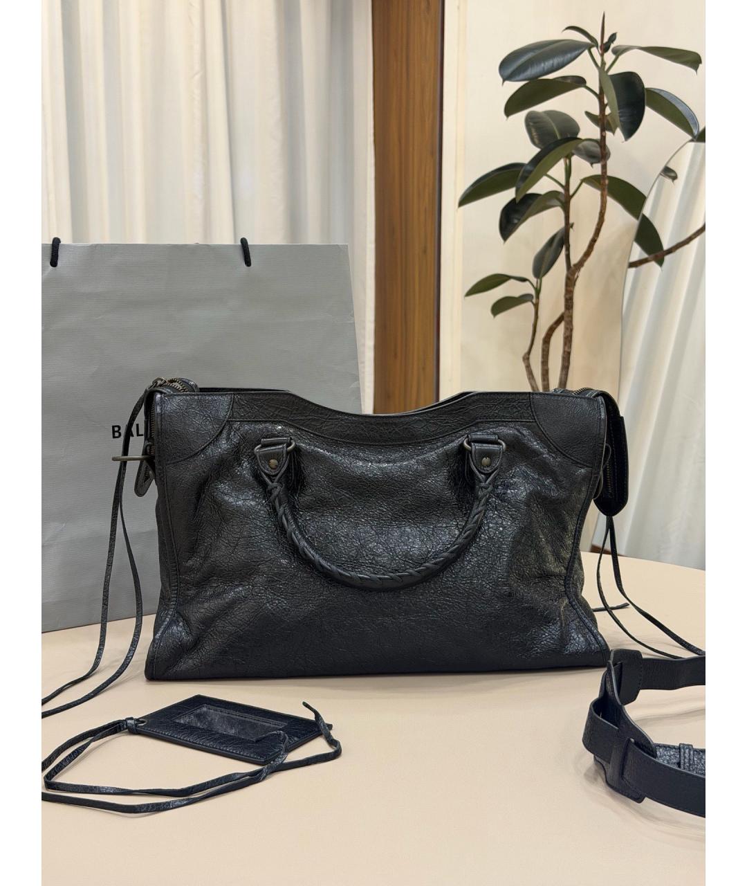 BALENCIAGA Черная кожаная сумка с короткими ручками, фото 2