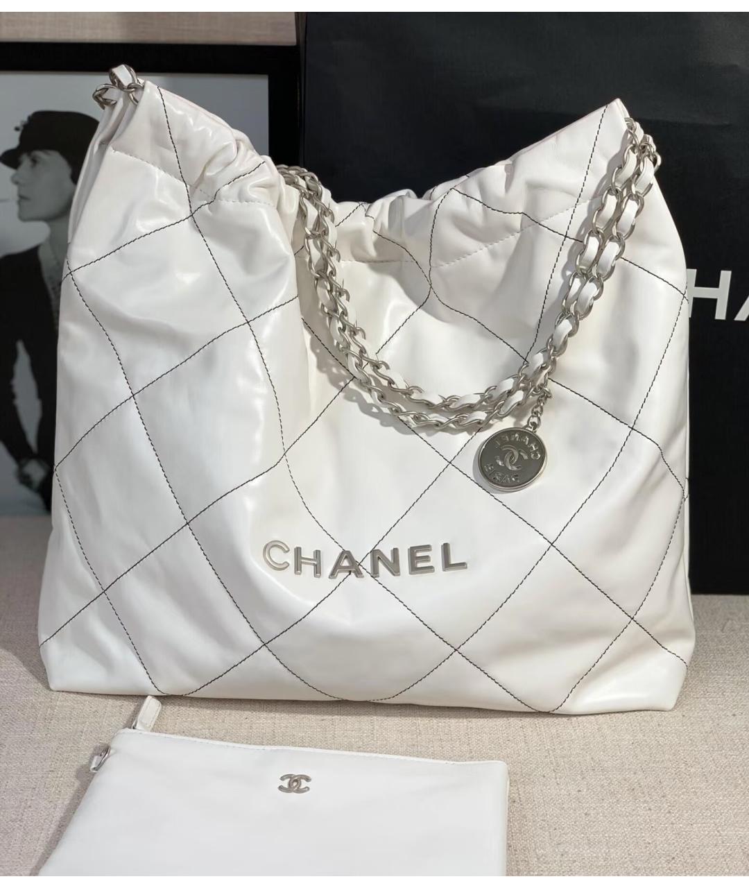 CHANEL Белая кожаная сумка тоут, фото 2