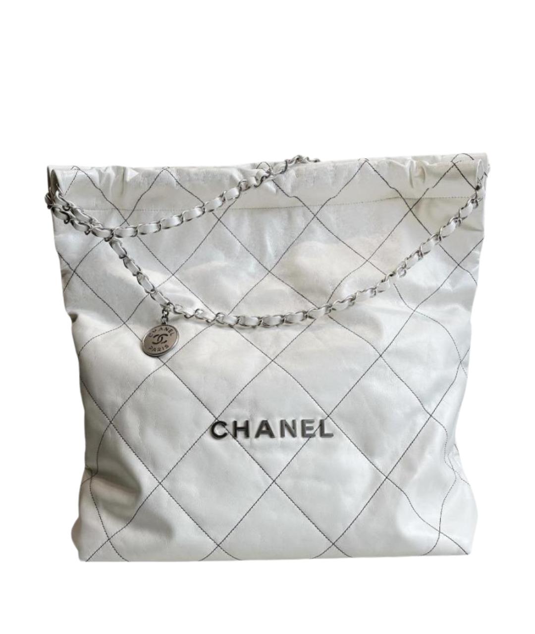 CHANEL Белая кожаная сумка тоут, фото 1