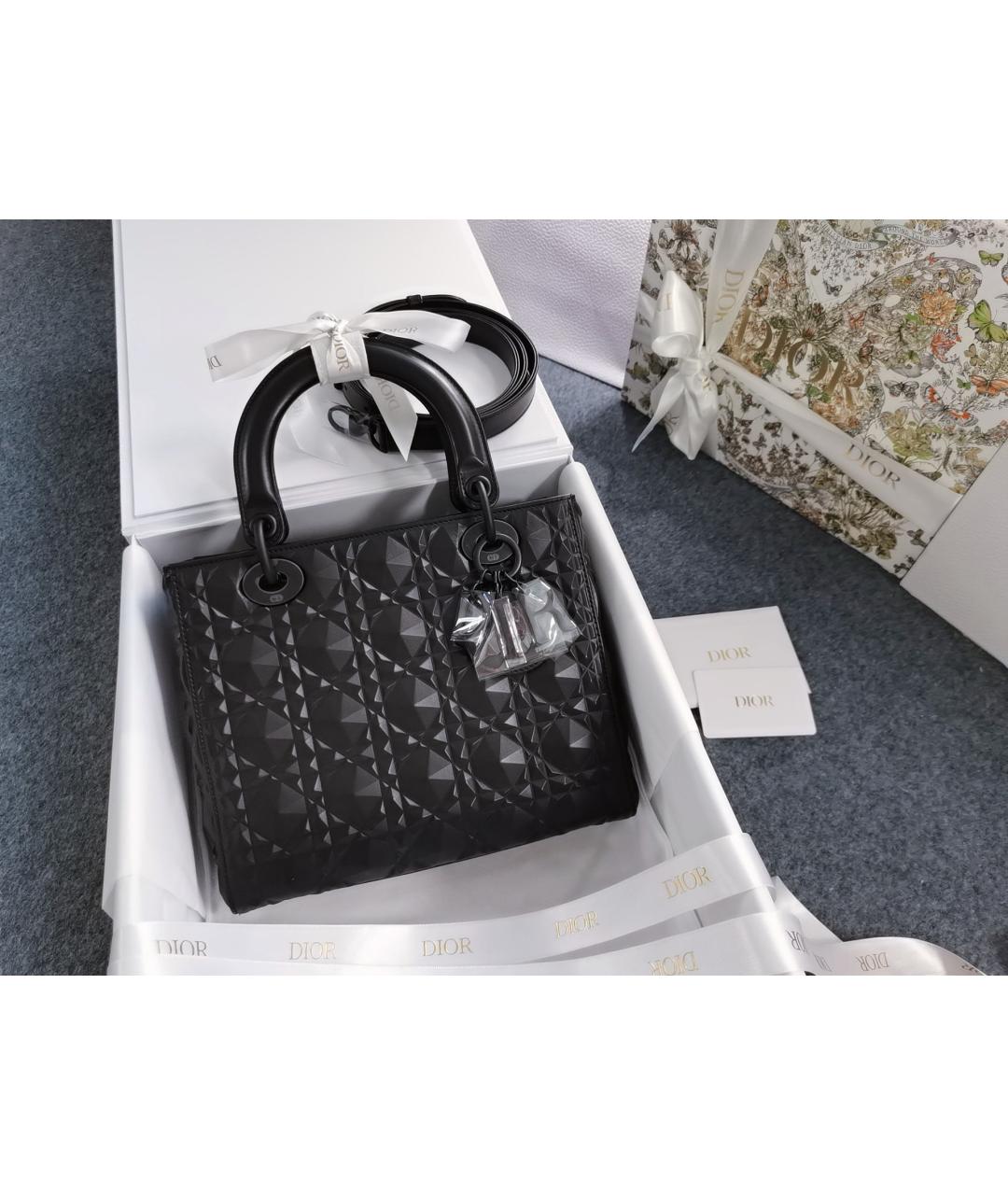 CHRISTIAN DIOR Черная кожаная сумка с короткими ручками, фото 6