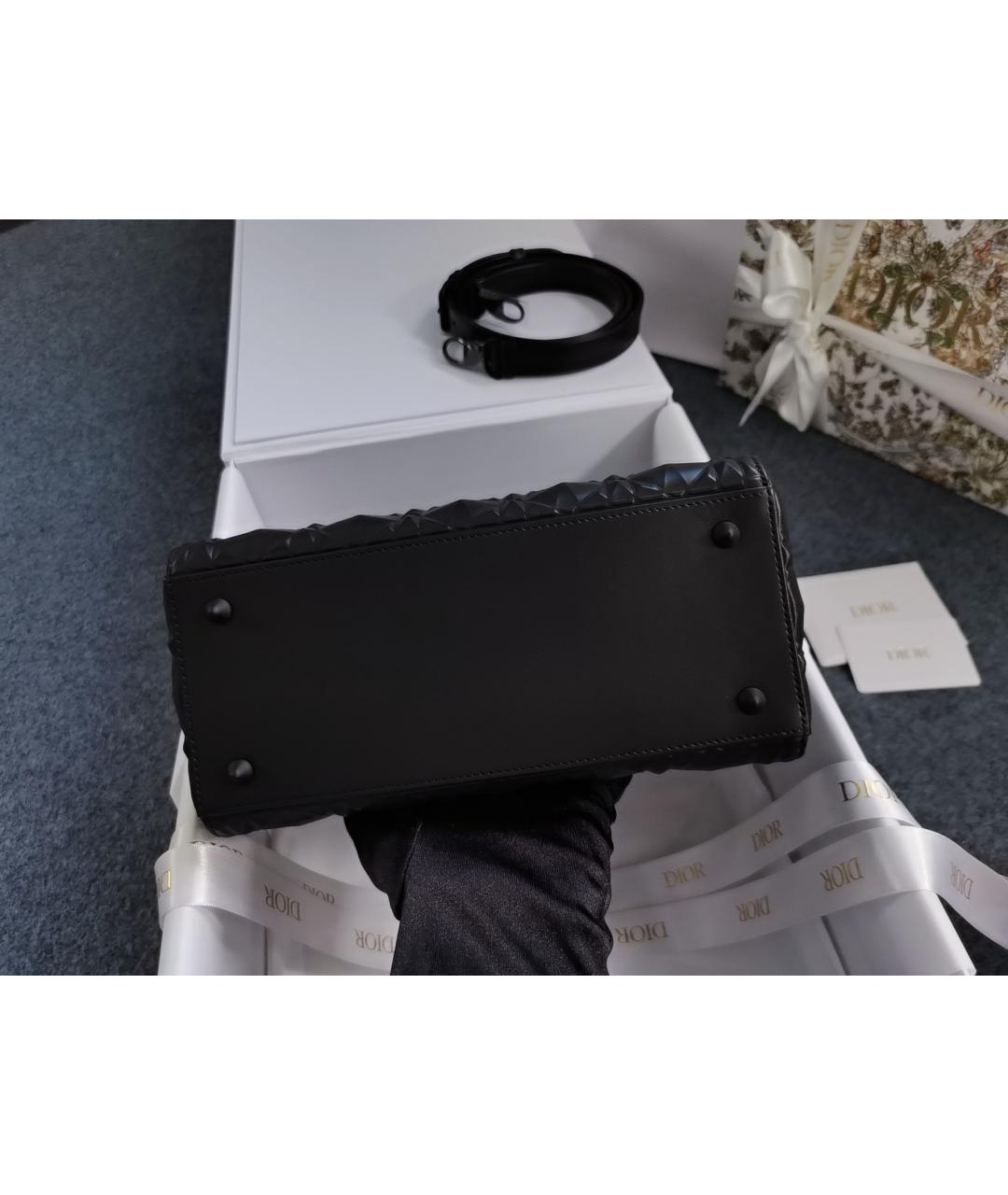 CHRISTIAN DIOR Черная кожаная сумка с короткими ручками, фото 5