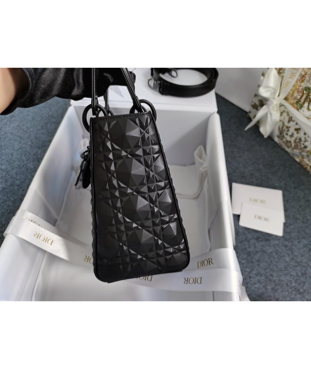 CHRISTIAN DIOR Черная кожаная сумка с короткими ручками, фото 4