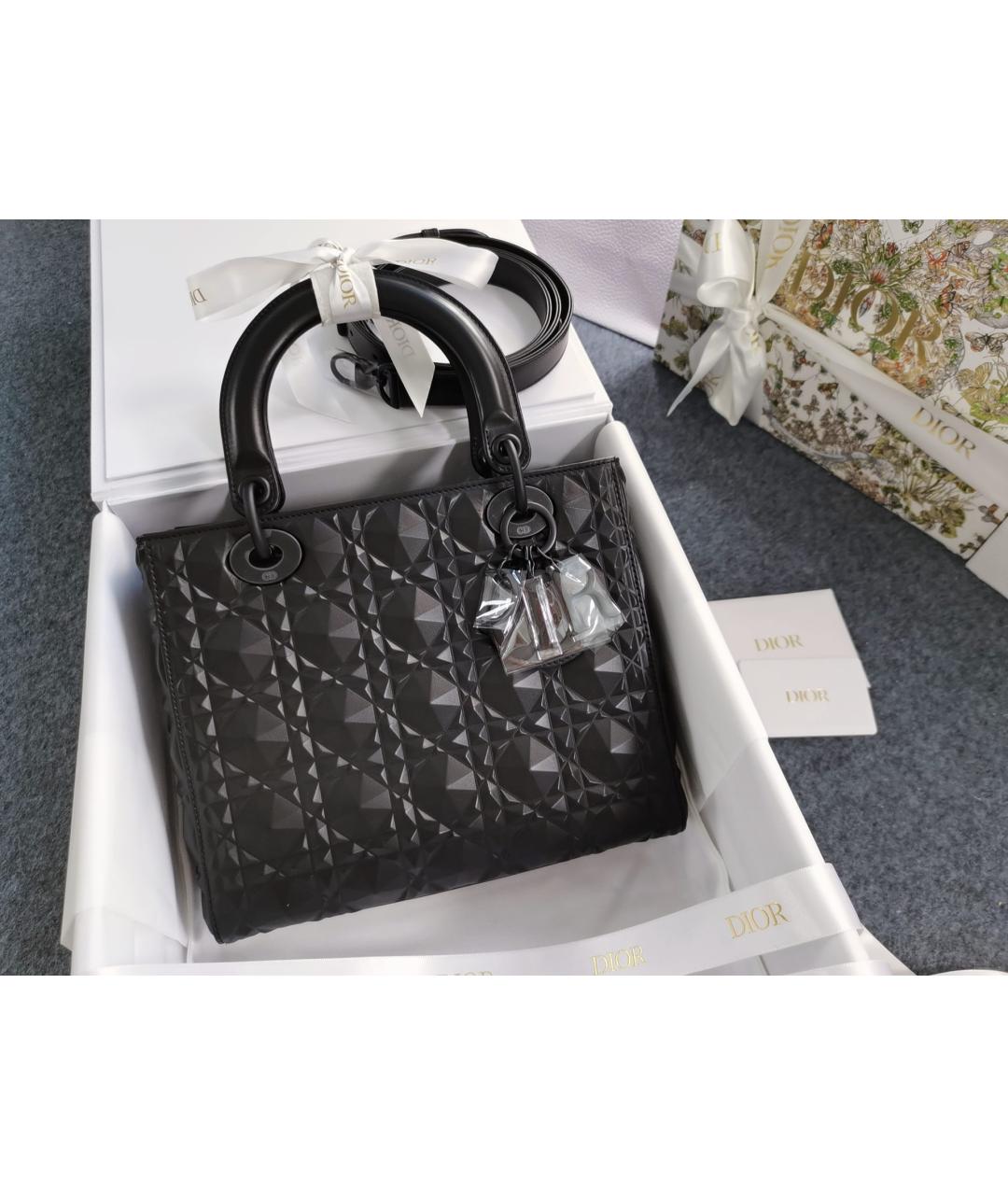 CHRISTIAN DIOR Черная кожаная сумка с короткими ручками, фото 2