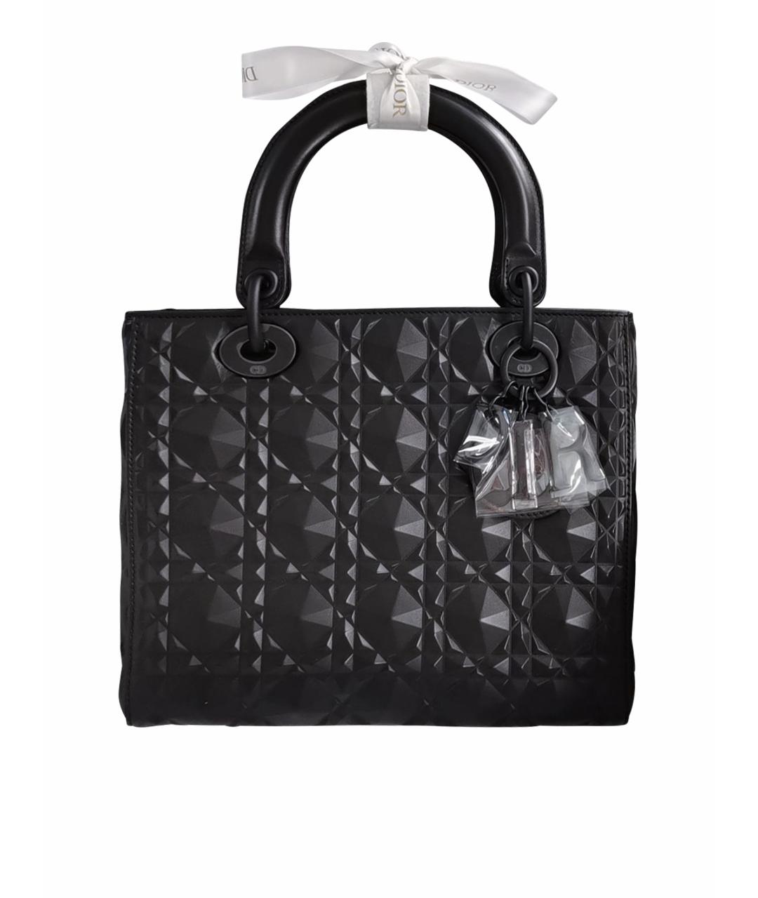 CHRISTIAN DIOR Черная кожаная сумка с короткими ручками, фото 1