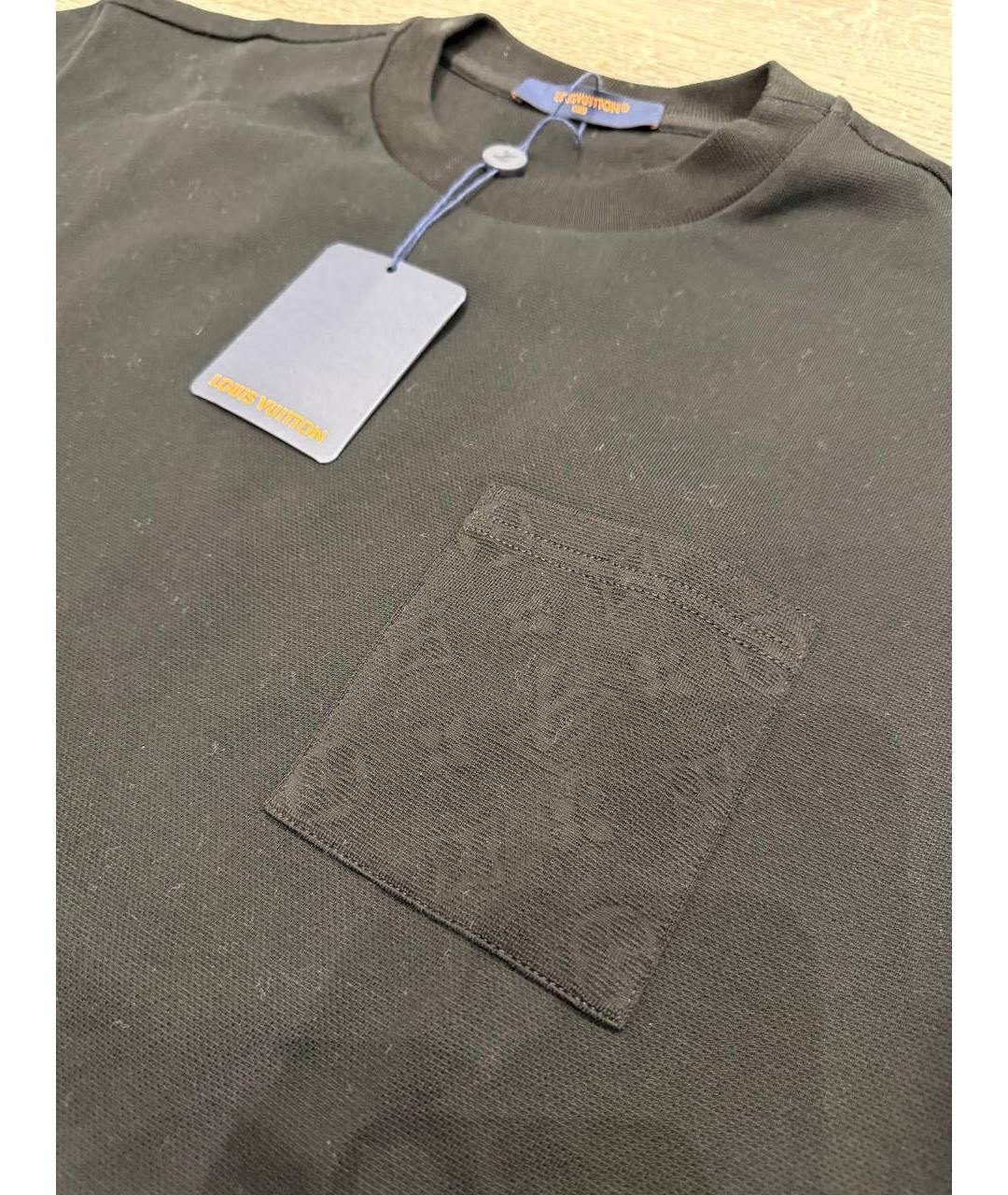 LOUIS VUITTON Черная хлопковая футболка, фото 4