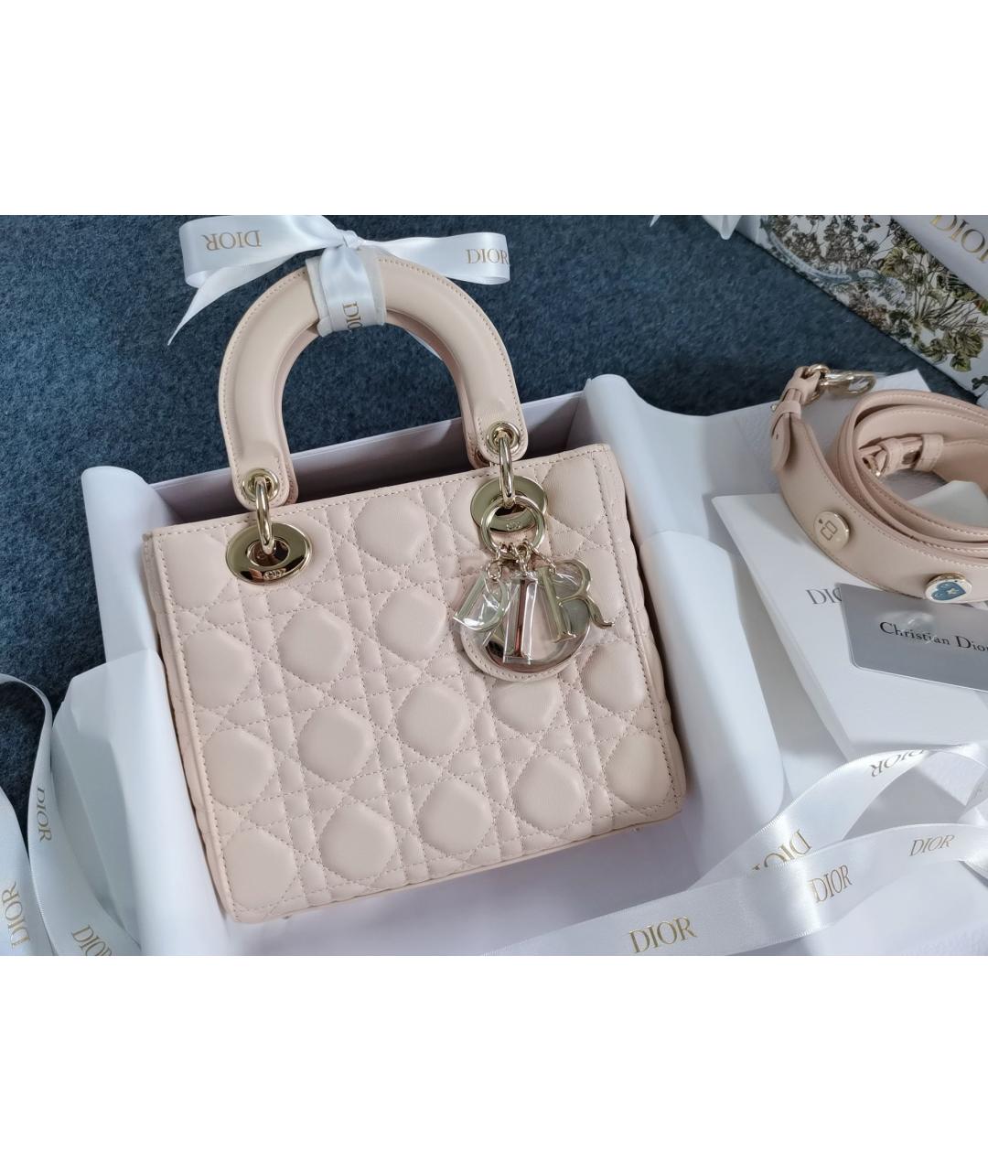 CHRISTIAN DIOR Розовая кожаная сумка с короткими ручками, фото 6