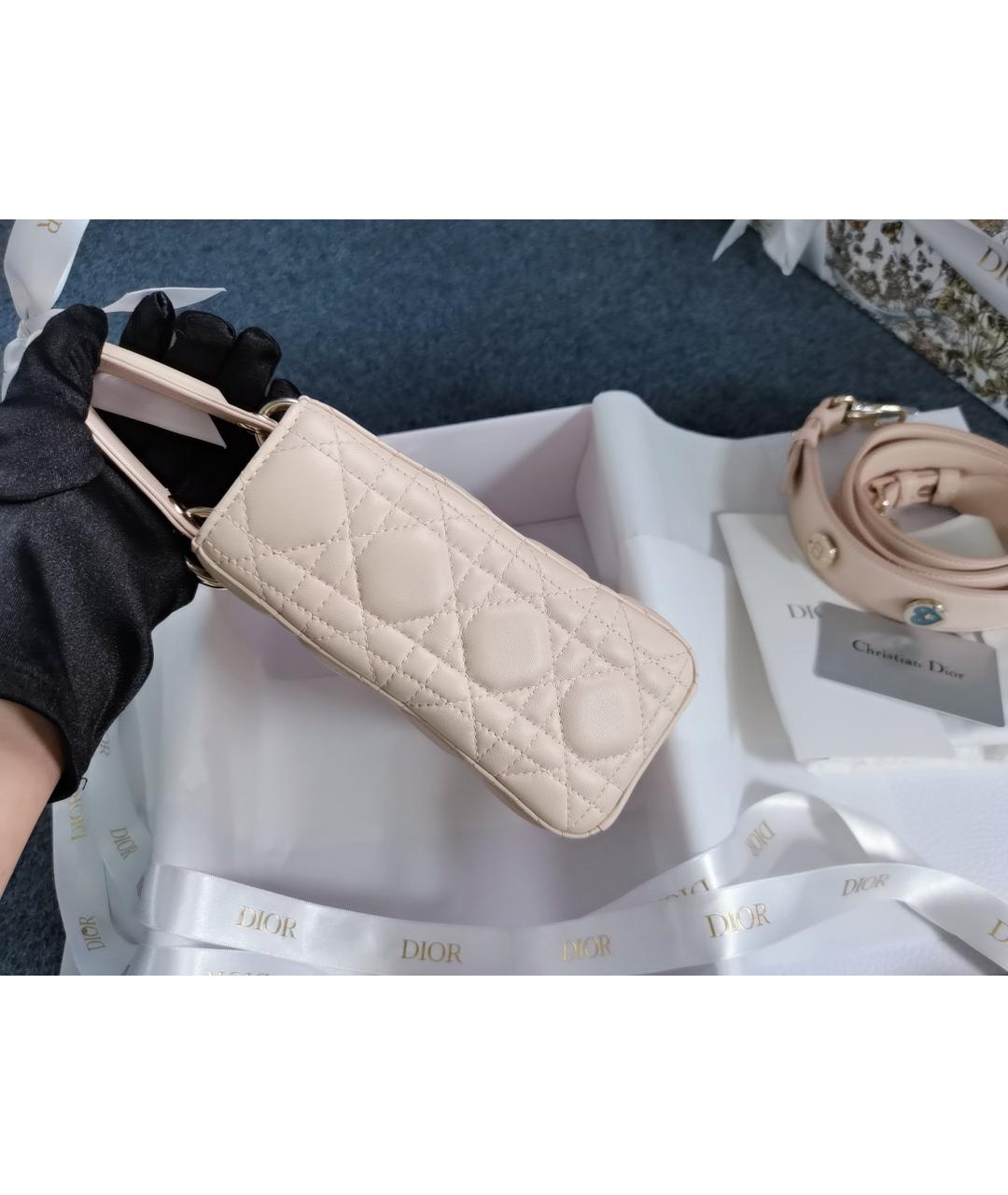 CHRISTIAN DIOR Розовая кожаная сумка с короткими ручками, фото 3