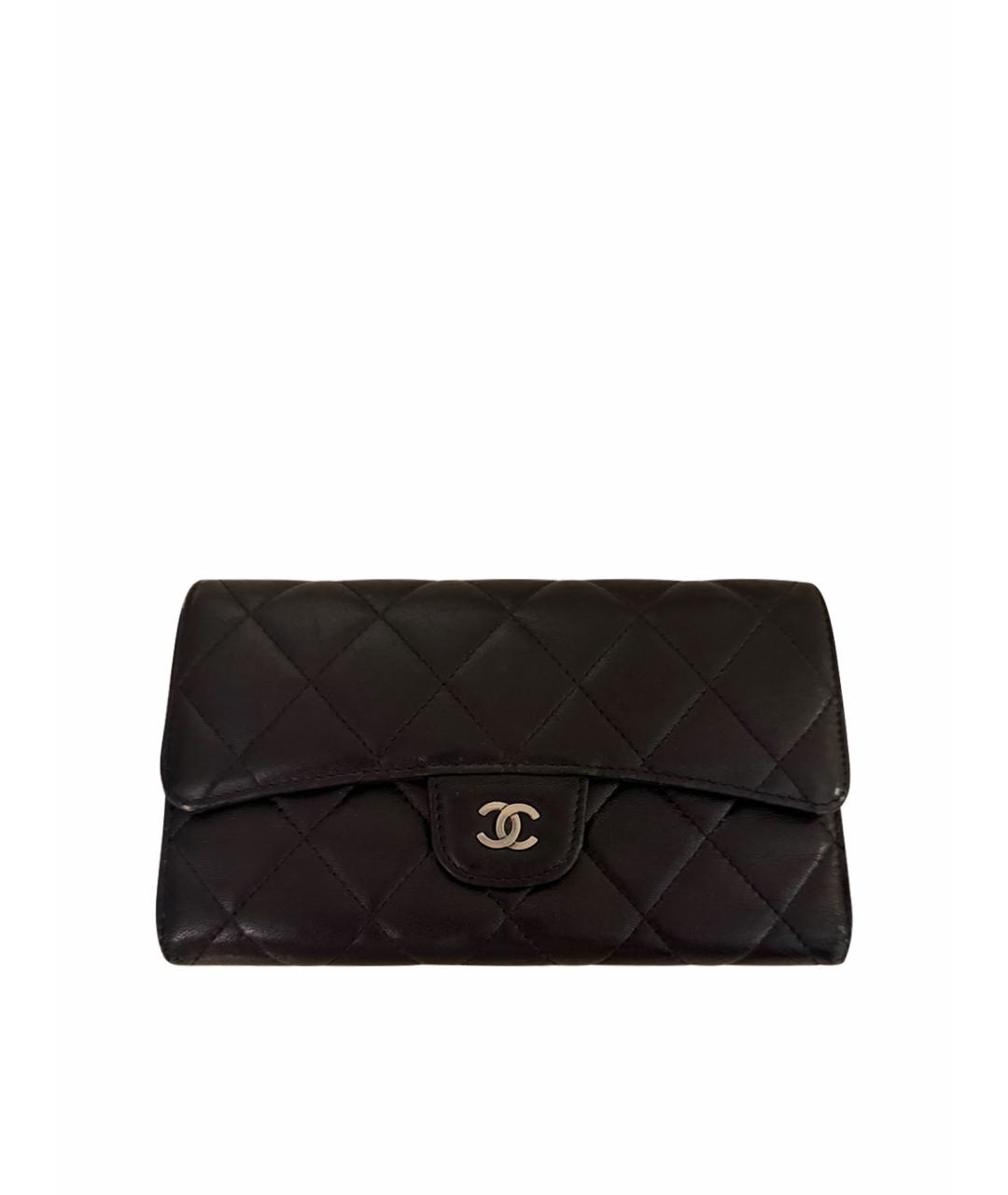 CHANEL Черный кожаный кошелек, фото 1