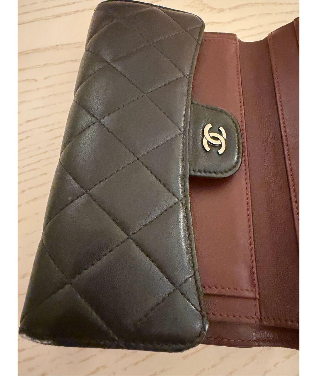 CHANEL Черный кожаный кошелек, фото 6