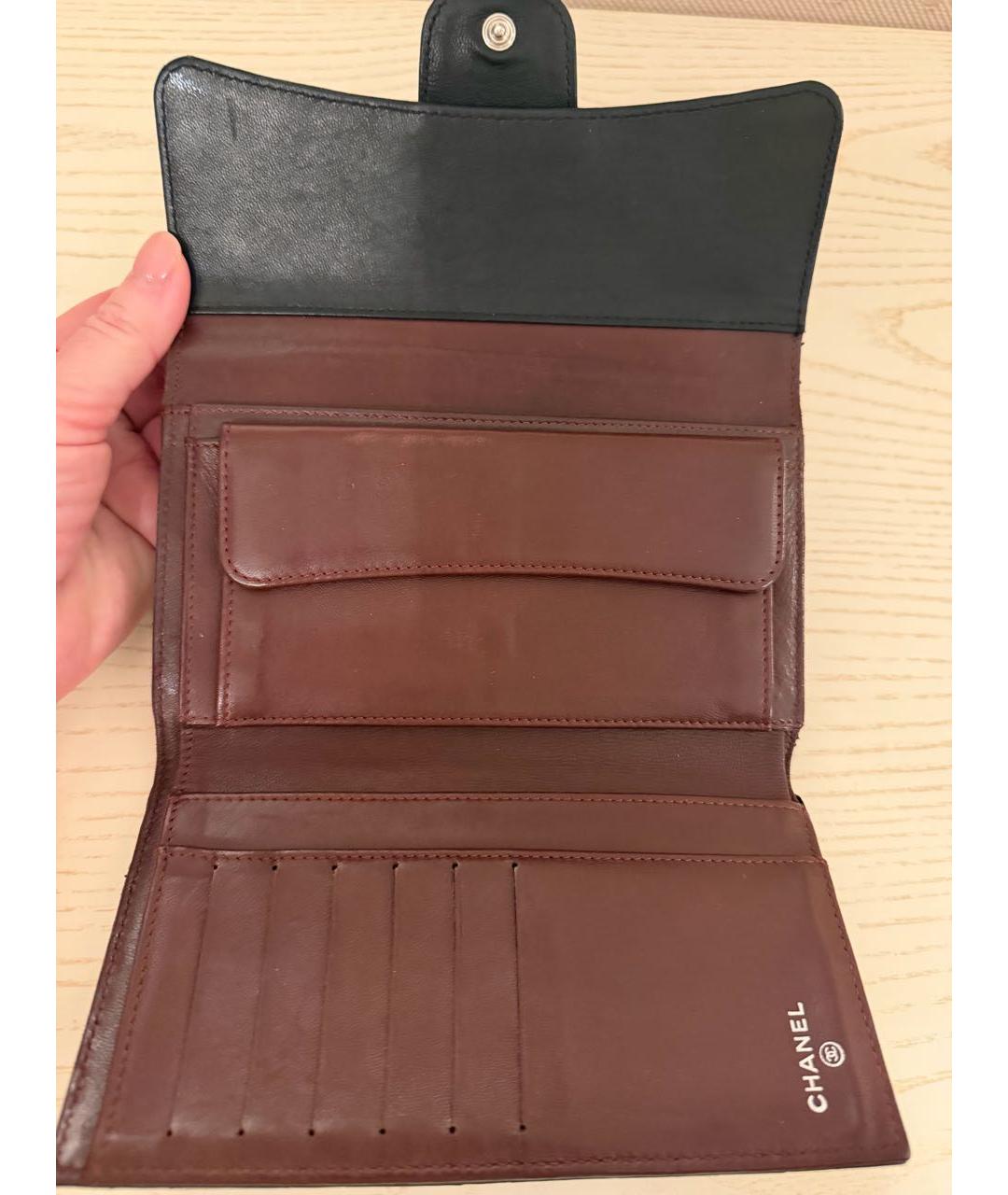 CHANEL Черный кожаный кошелек, фото 4
