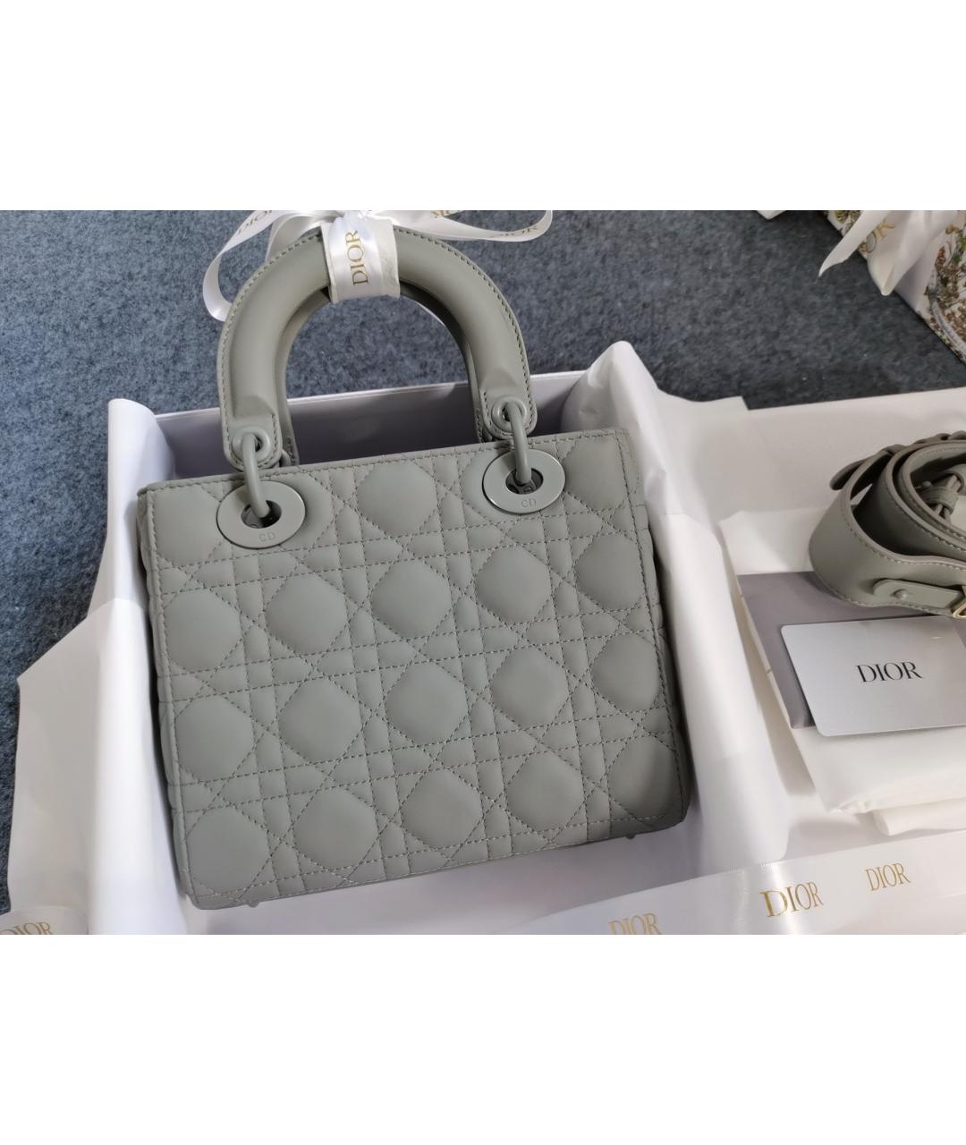 CHRISTIAN DIOR Серая кожаная сумка с короткими ручками, фото 3