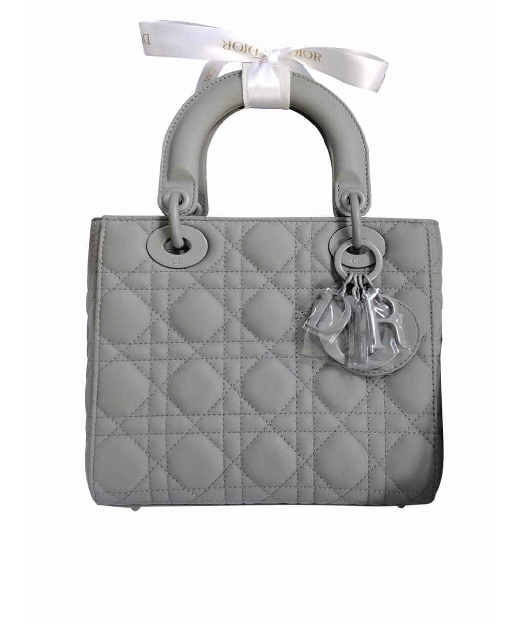 CHRISTIAN DIOR Серая кожаная сумка с короткими ручками, фото 1