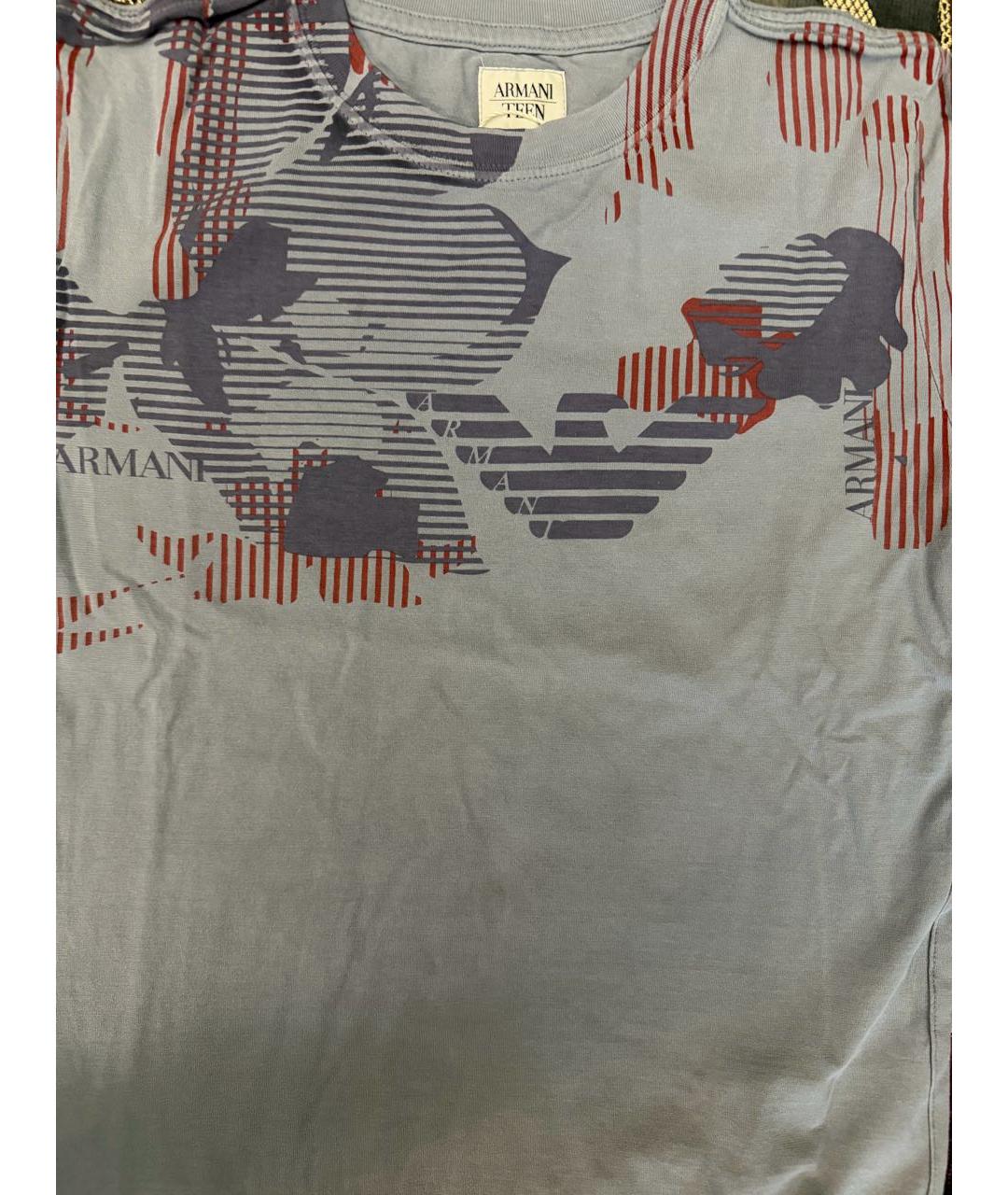 ARMANI JUNIOR Голубая хлопковая детская футболка, фото 3