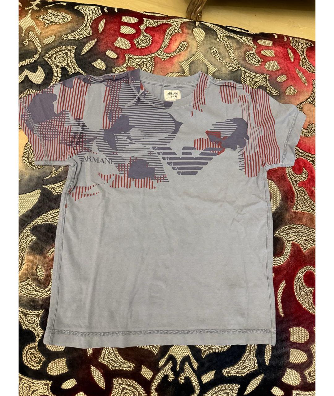 ARMANI JUNIOR Голубая хлопковая детская футболка, фото 6