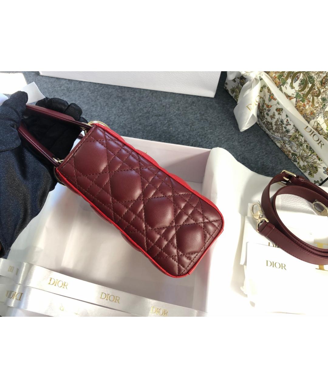 CHRISTIAN DIOR Красная кожаная сумка с короткими ручками, фото 5