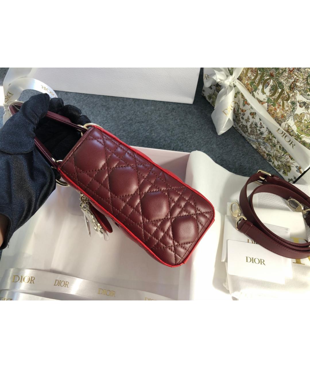 CHRISTIAN DIOR Красная кожаная сумка с короткими ручками, фото 4