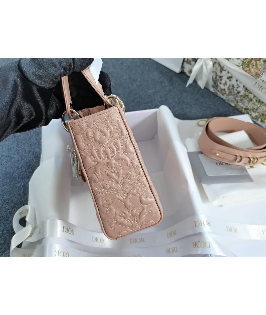 CHRISTIAN DIOR Розовая кожаная сумка с короткими ручками, фото 4