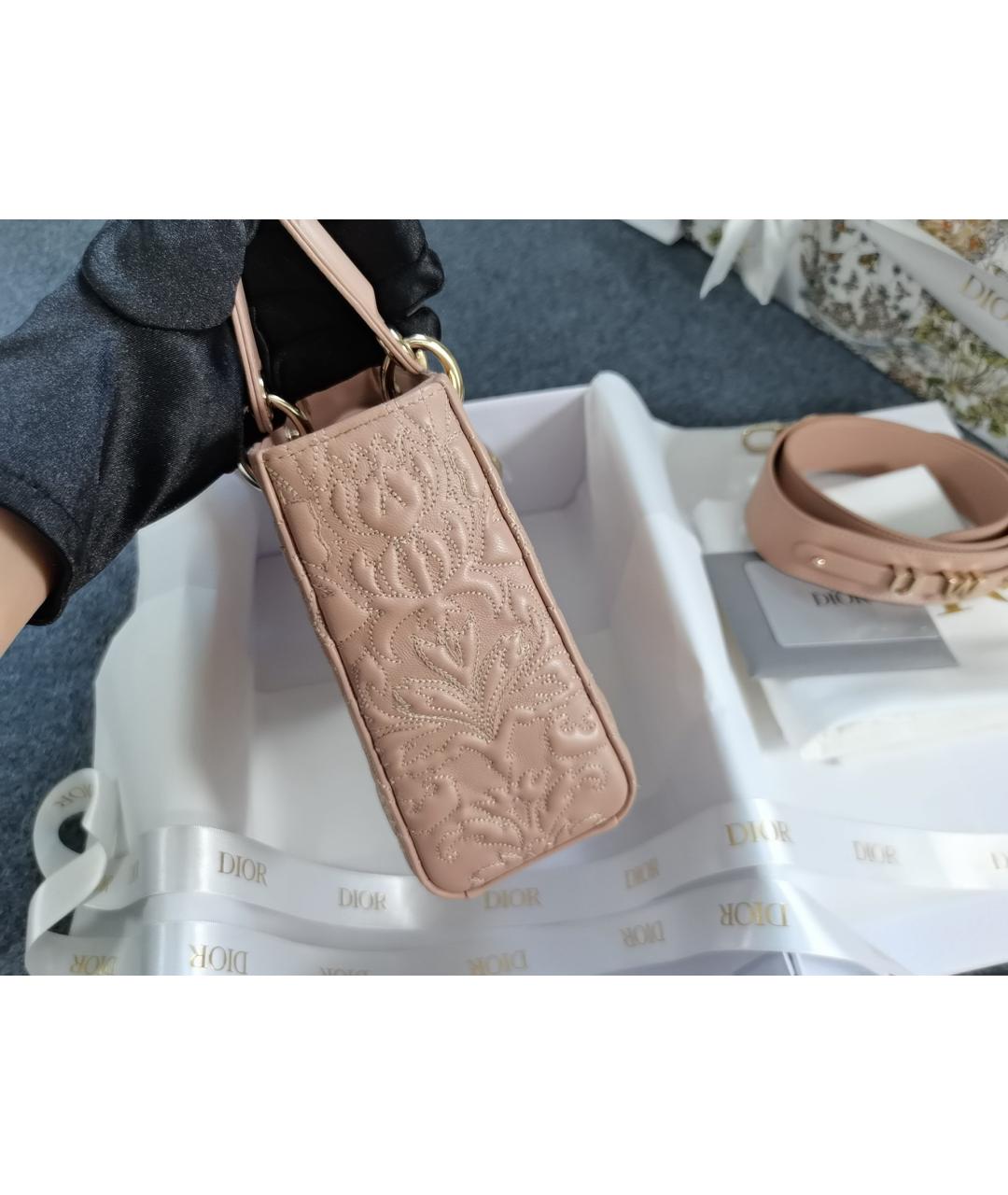 CHRISTIAN DIOR Розовая кожаная сумка с короткими ручками, фото 5