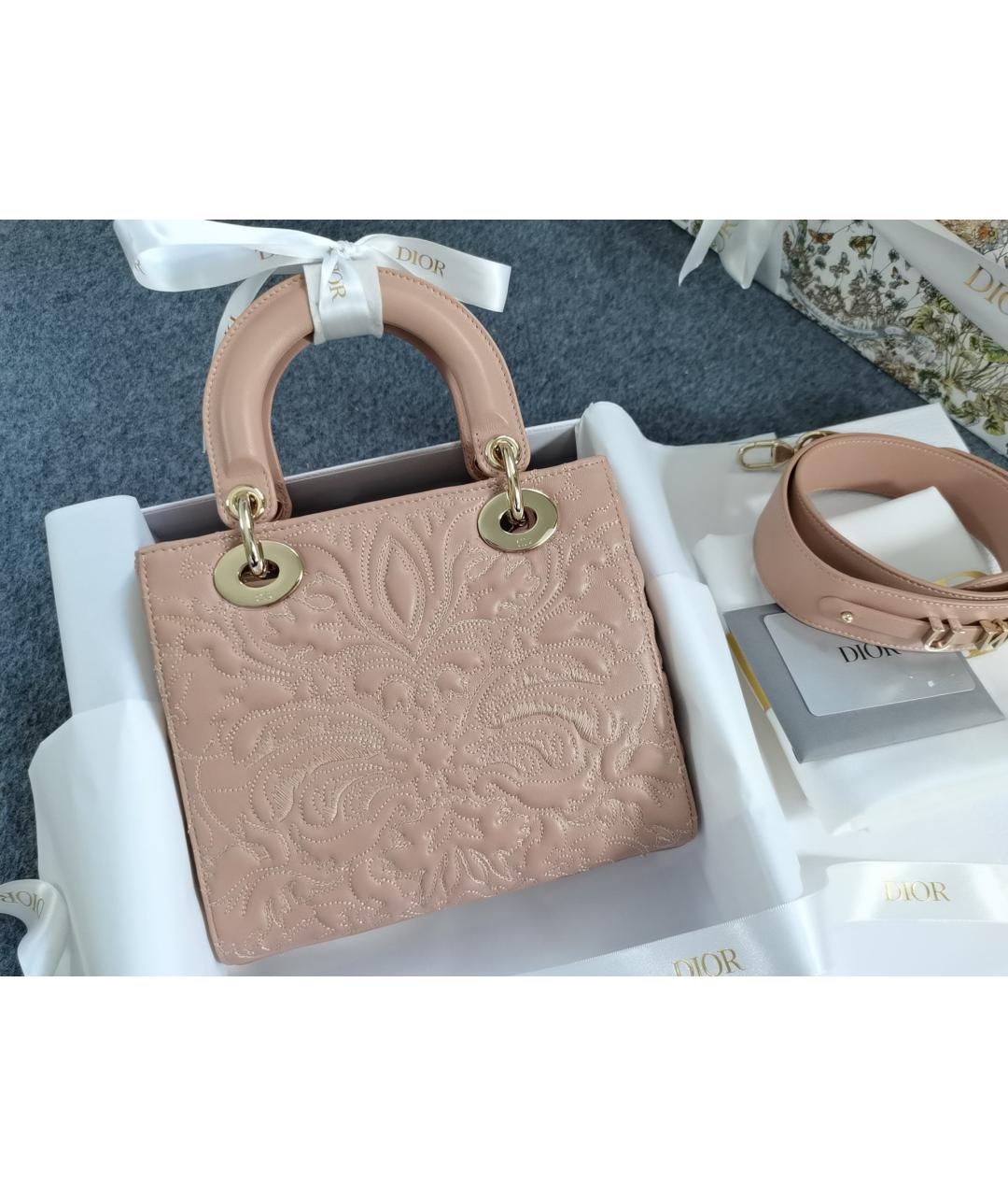 CHRISTIAN DIOR Розовая кожаная сумка с короткими ручками, фото 3