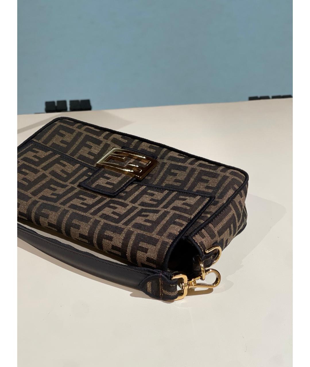 FENDI Коричневая деним сумка с короткими ручками, фото 8