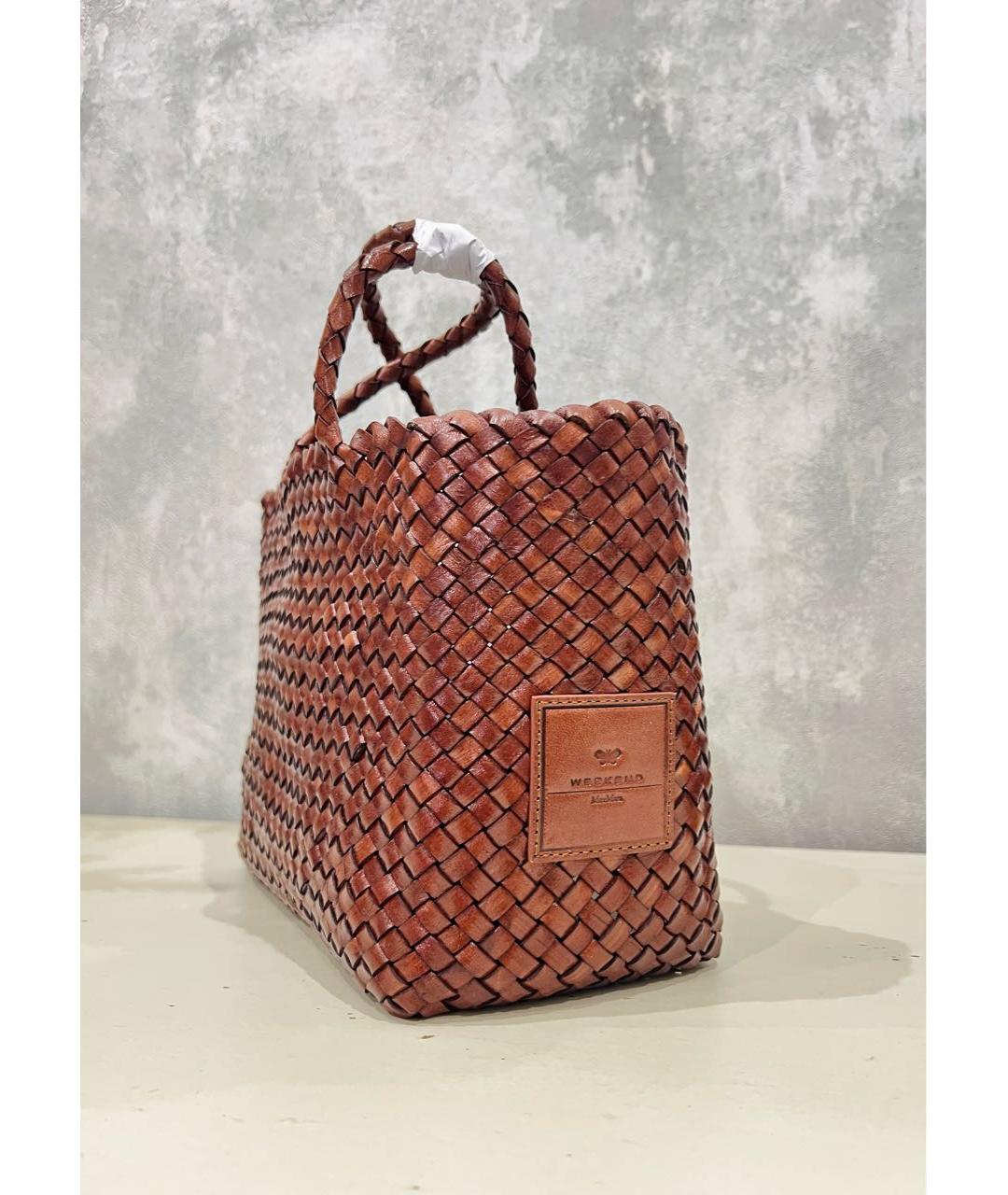 WEEKEND MAX MARA Коричневая кожаная сумка тоут, фото 4