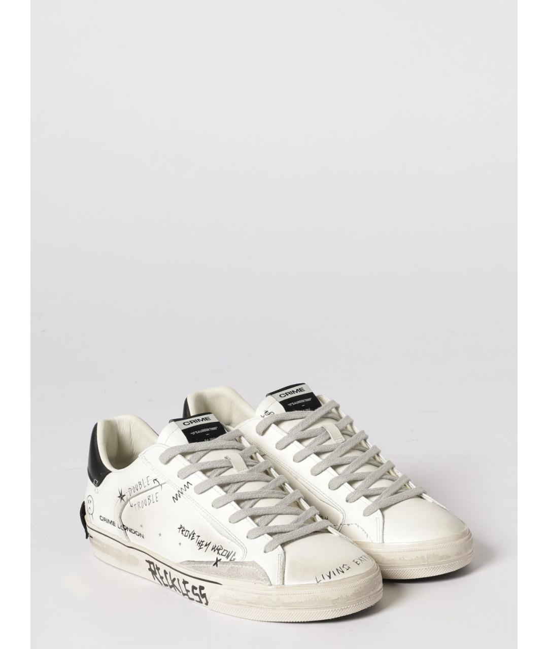 CRIME LONDON Белые кожаные низкие кроссовки / кеды, фото 2