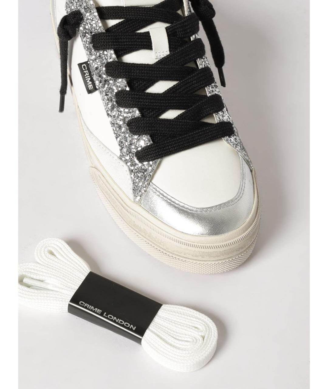 CRIME LONDON Серебряные кожаные кеды, фото 4