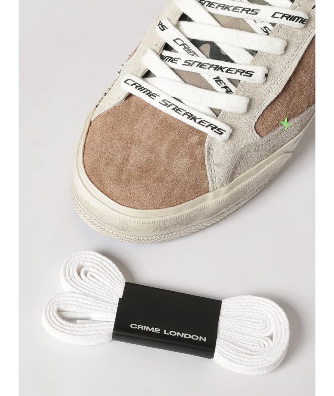 CRIME LONDON Бежевые кожаные низкие кроссовки / кеды, фото 4