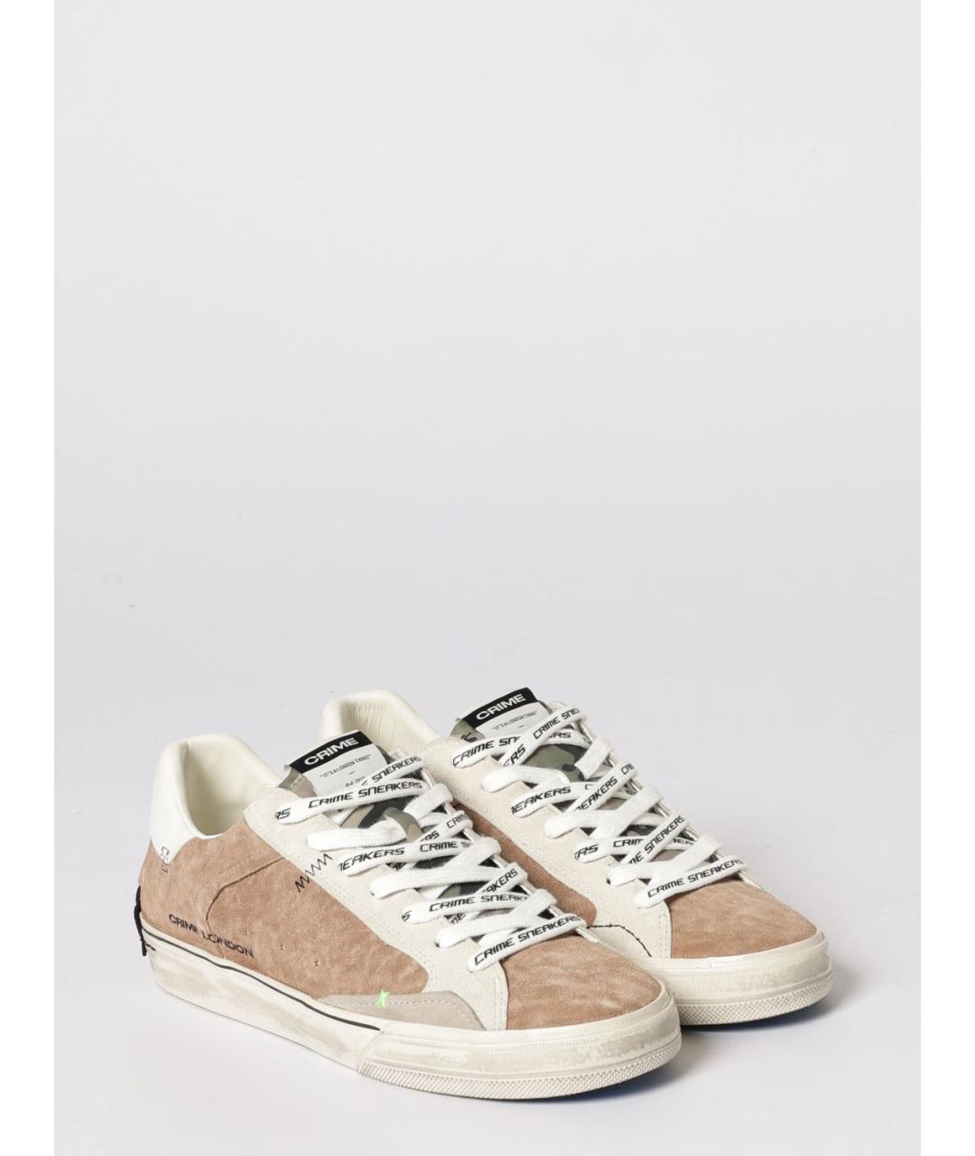 CRIME LONDON Бежевые кожаные низкие кроссовки / кеды, фото 2