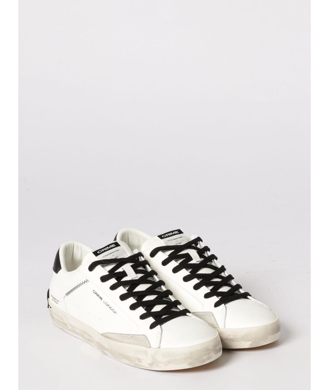 CRIME LONDON Белые кожаные низкие кроссовки / кеды, фото 2
