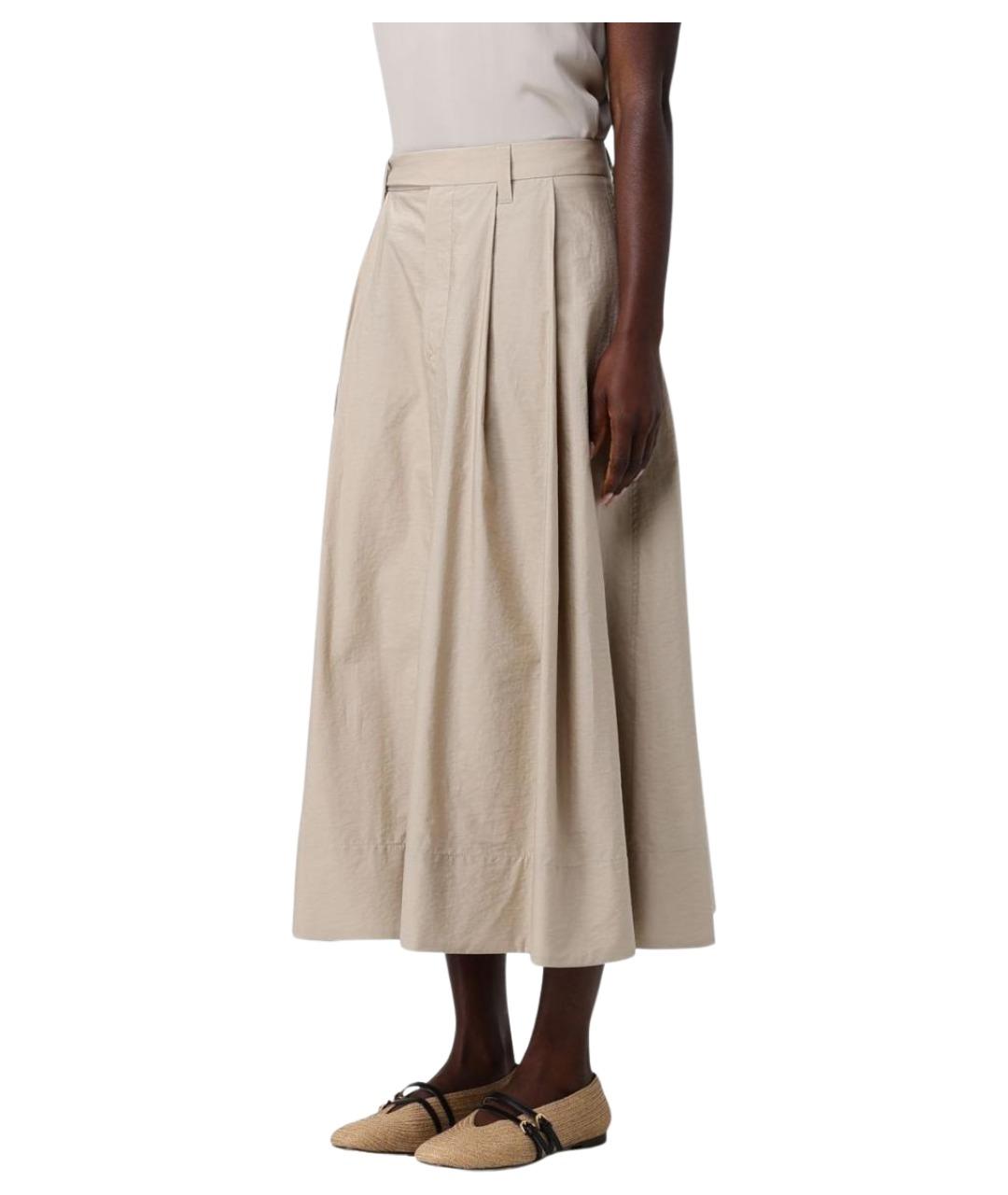BRUNELLO CUCINELLI Бежевая юбка миди, фото 4