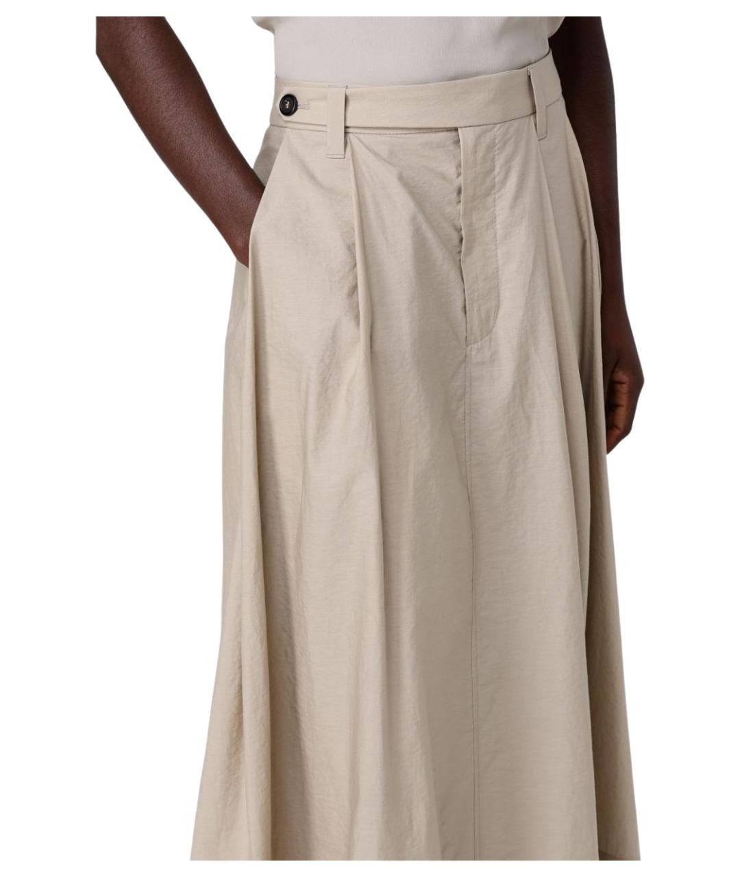 BRUNELLO CUCINELLI Бежевая юбка миди, фото 5