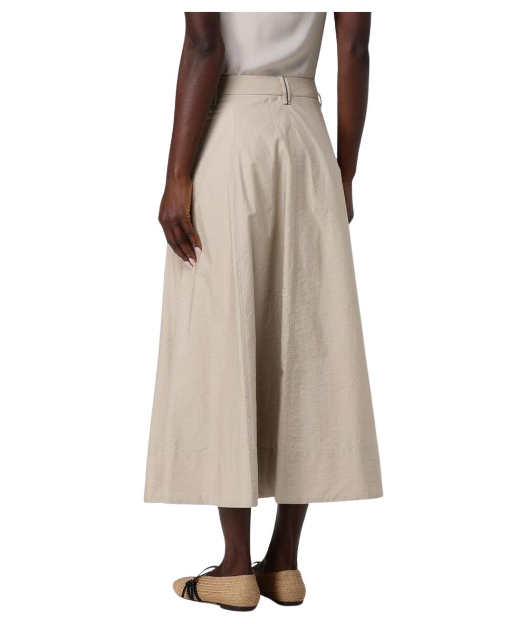 BRUNELLO CUCINELLI Бежевая юбка миди, фото 3