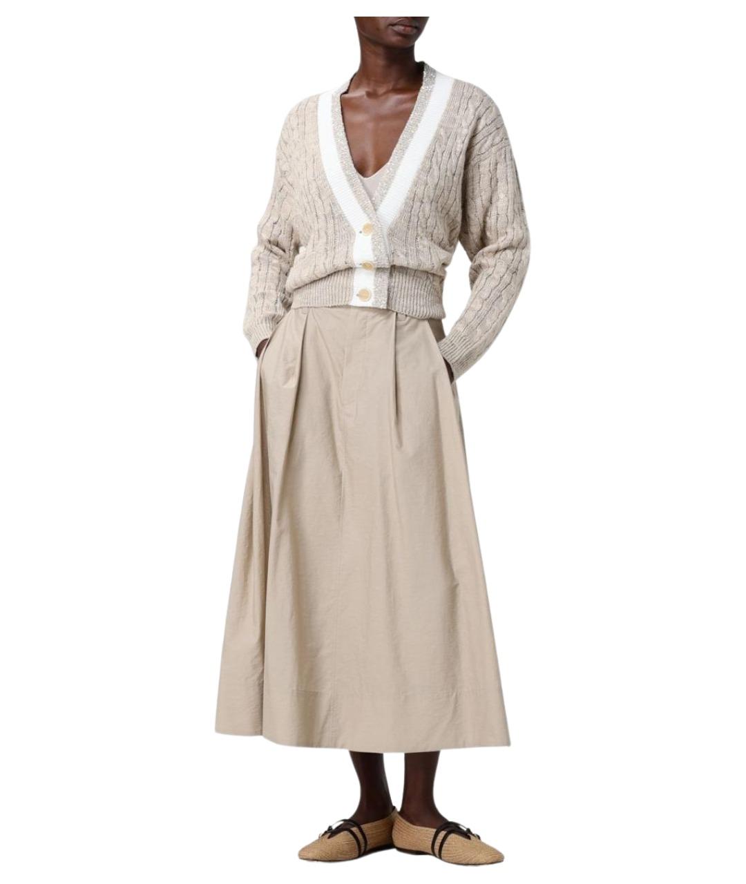 BRUNELLO CUCINELLI Бежевая юбка миди, фото 2