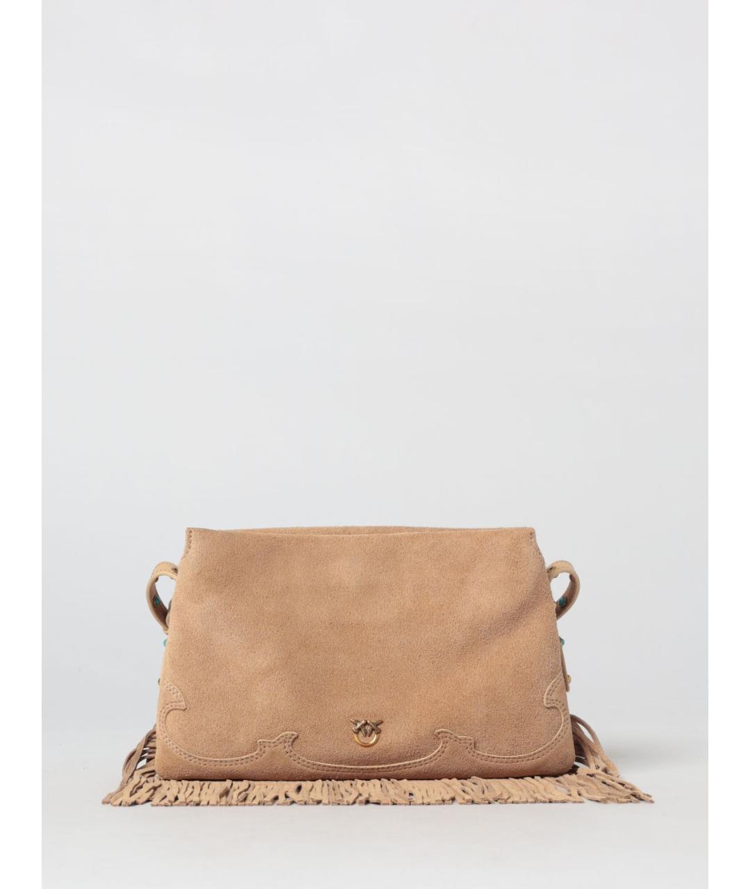 PINKO Бежевая замшевая сумка через плечо, фото 4