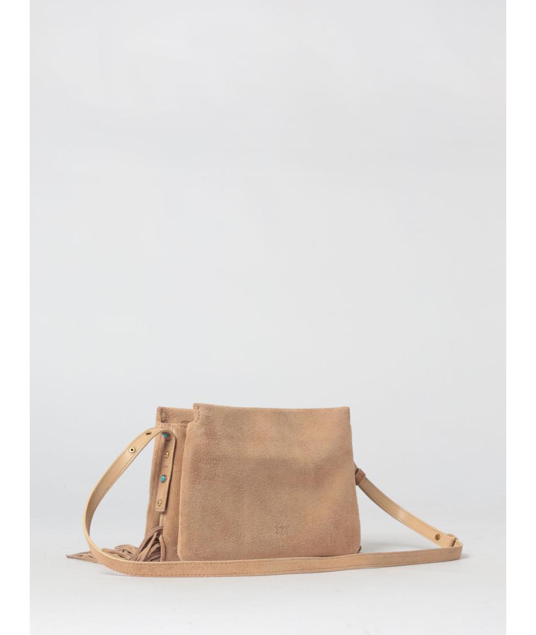 PINKO Бежевая замшевая сумка через плечо, фото 2