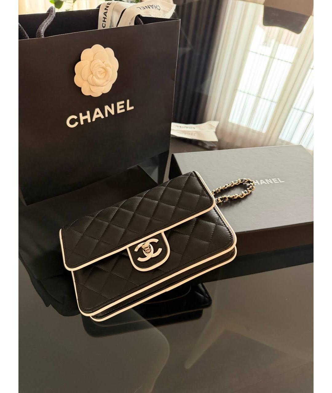 CHANEL Черная кожаная сумка через плечо, фото 5