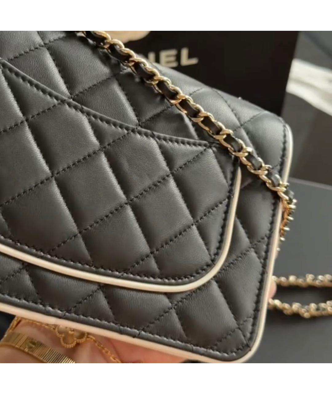 CHANEL Черная кожаная сумка через плечо, фото 4