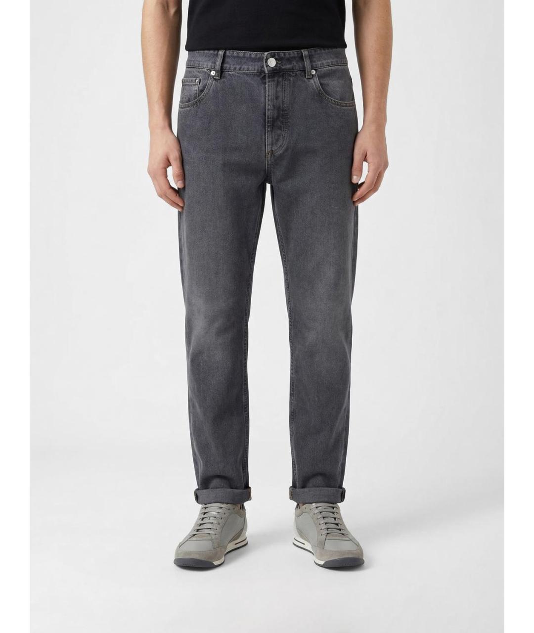 BRUNELLO CUCINELLI Синие хлопковые прямые джинсы, фото 2