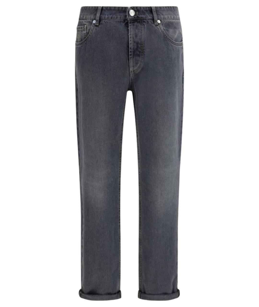 BRUNELLO CUCINELLI Синие хлопковые прямые джинсы, фото 1