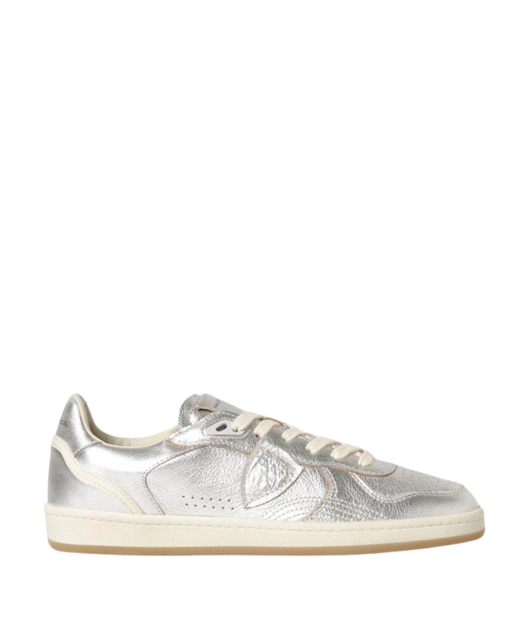 PHILIPPE MODEL Серебряные кожаные кеды, фото 1