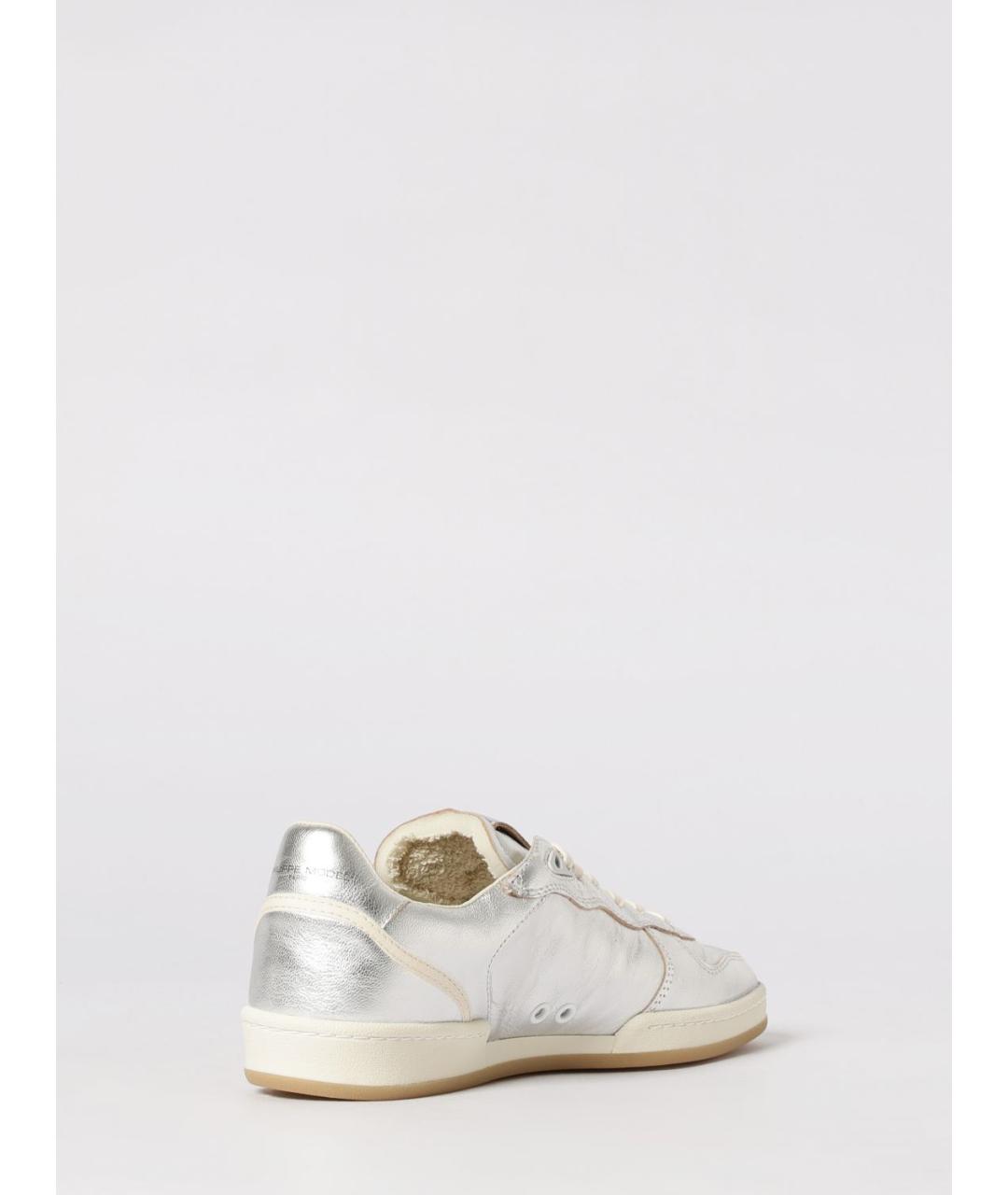 PHILIPPE MODEL Серебряные кожаные кеды, фото 3