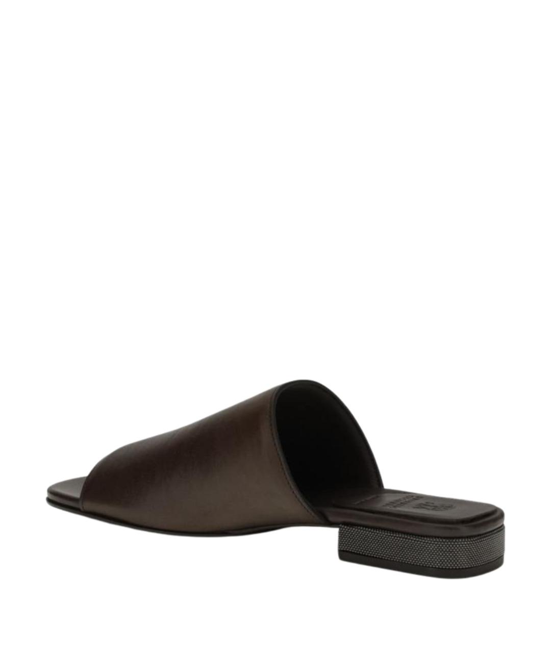 BRUNELLO CUCINELLI Коричневые кожаные босоножки, фото 3