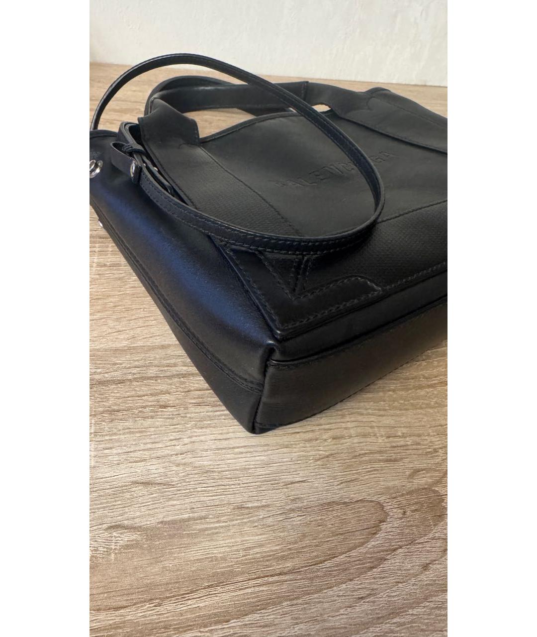 BALENCIAGA Черная кожаная сумка тоут, фото 3