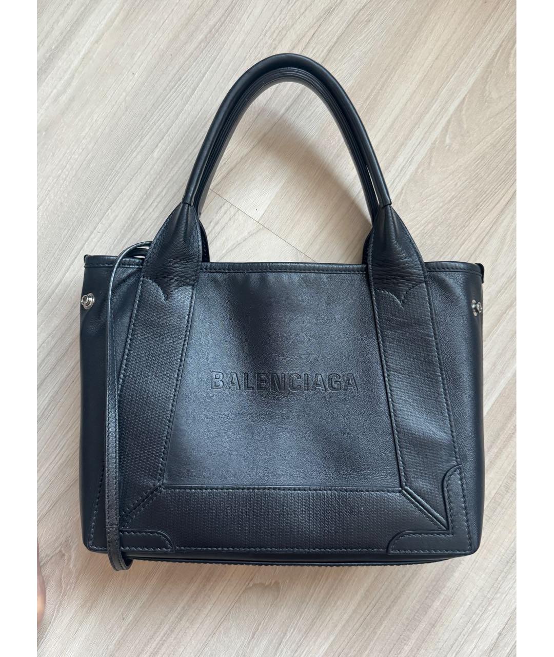 BALENCIAGA Черная кожаная сумка тоут, фото 9