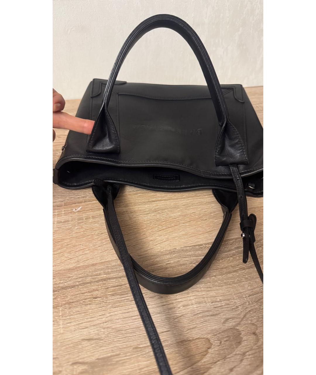 BALENCIAGA Черная кожаная сумка тоут, фото 7