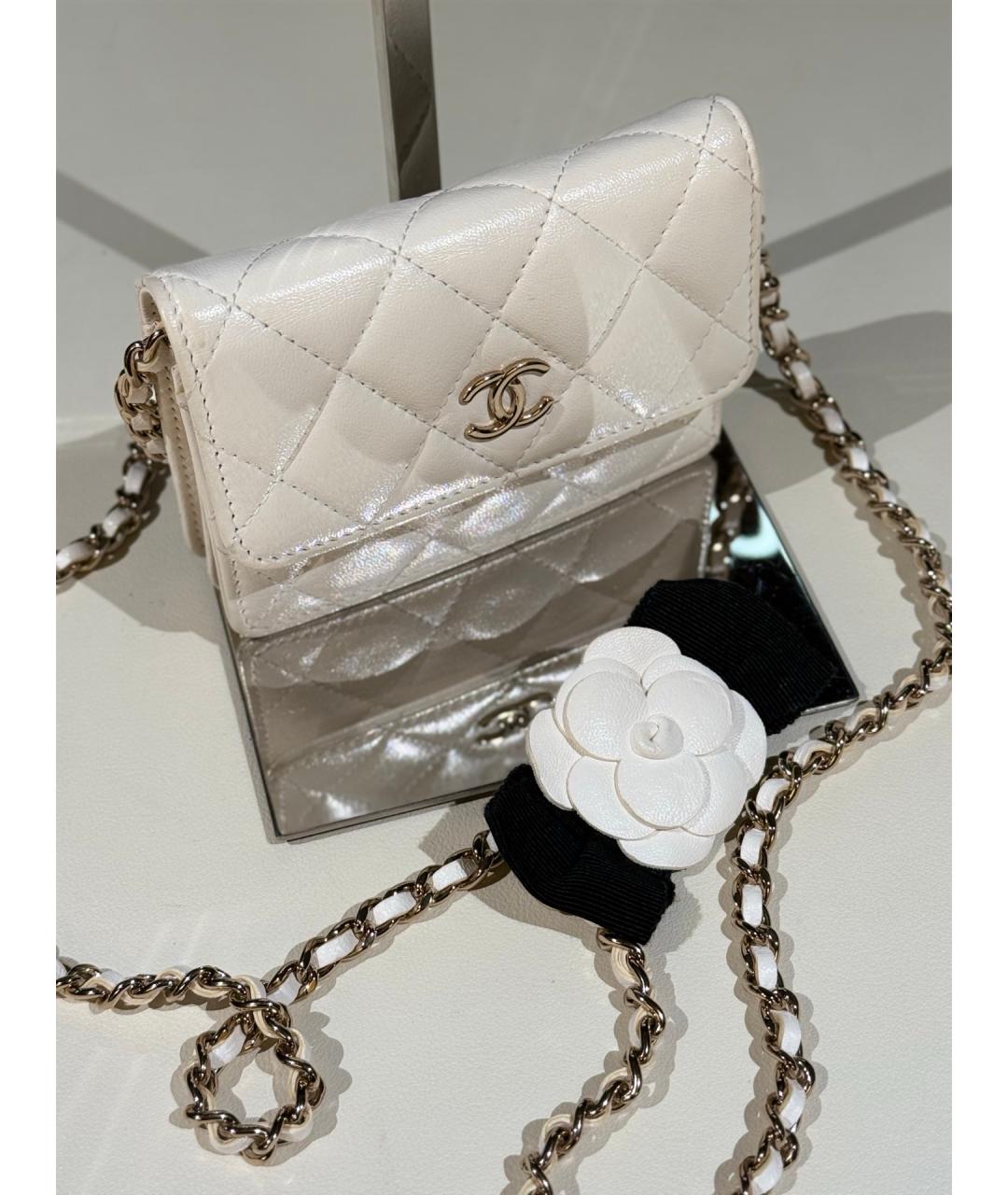 CHANEL Белая кожаная сумка через плечо, фото 3