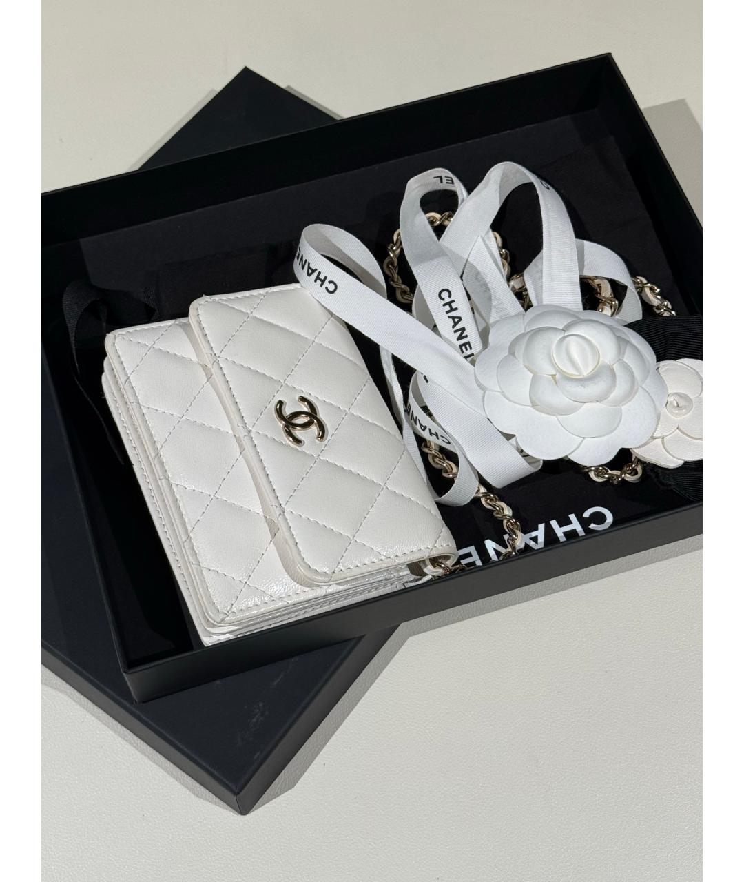 CHANEL Белая кожаная сумка через плечо, фото 7