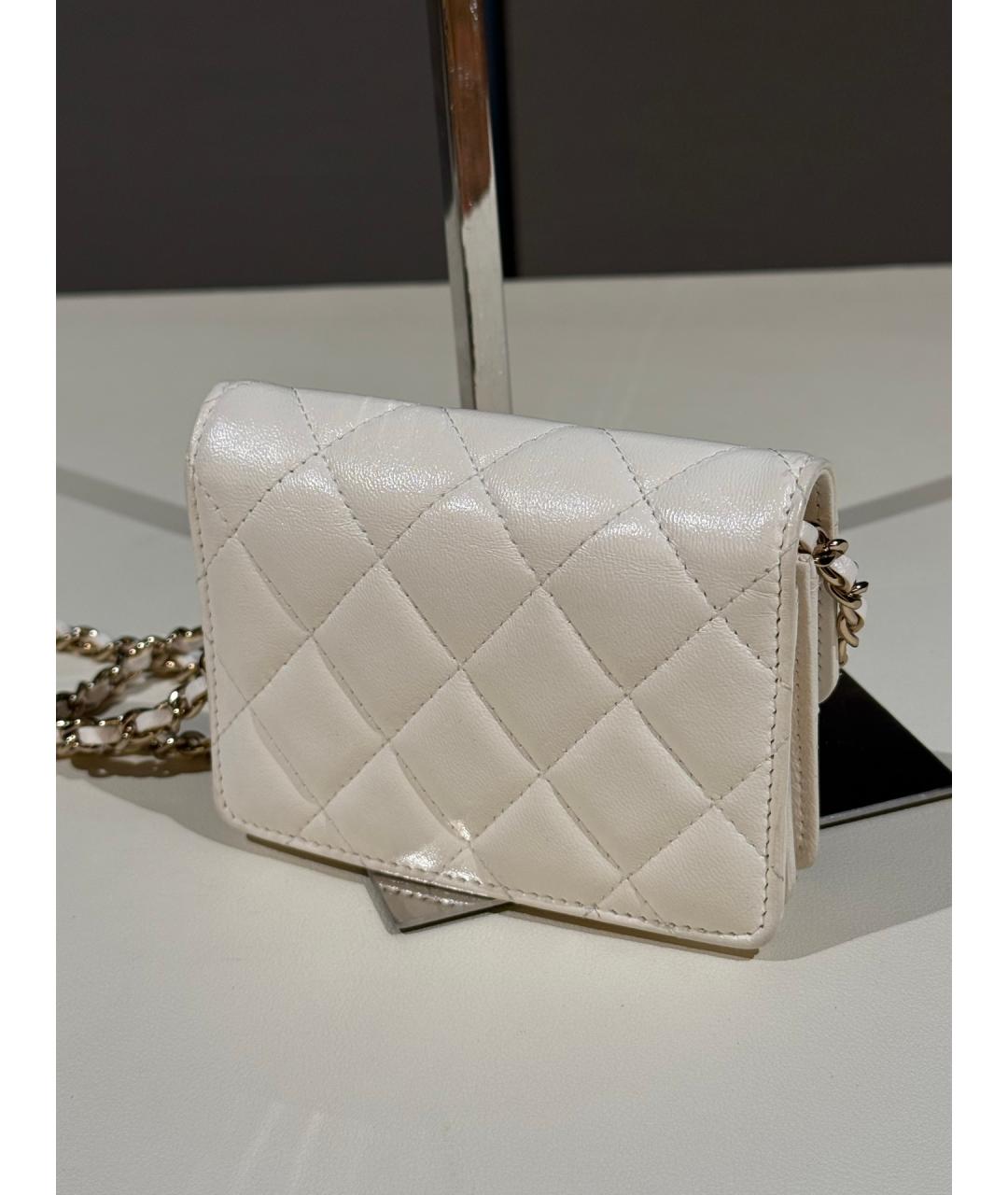 CHANEL Белая кожаная сумка через плечо, фото 5