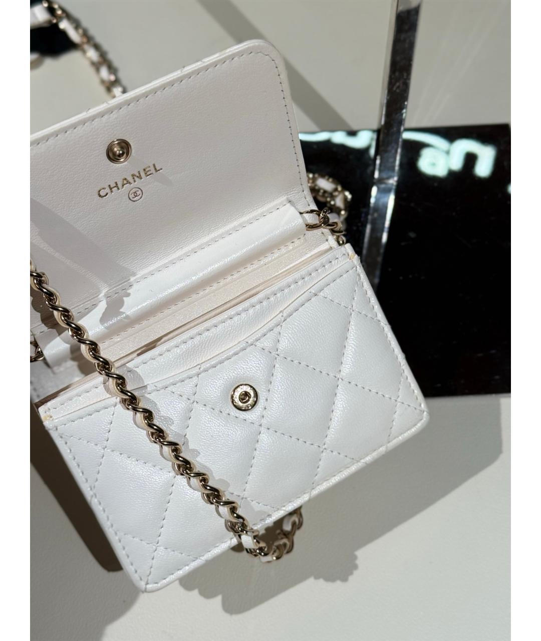 CHANEL Белая кожаная сумка через плечо, фото 6